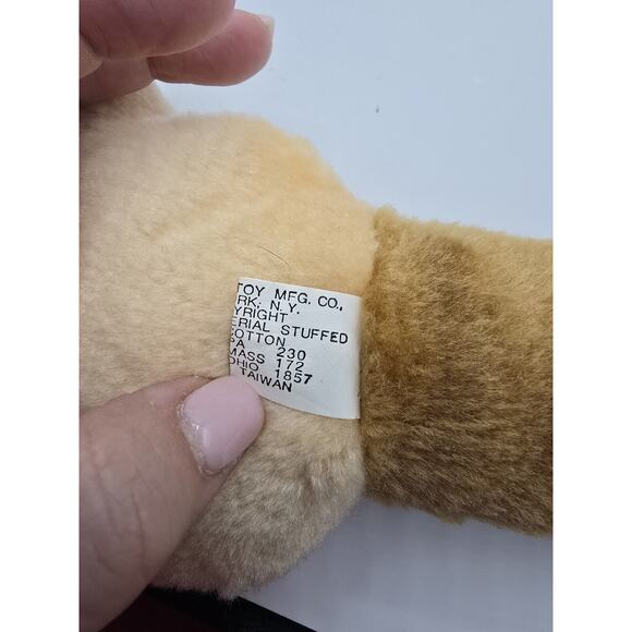 Stahlwood Brown Tan Teddy Bear Baby Rattle Yellow Satin Bow 7" VTG Plush Toy - Picture 5 of 5